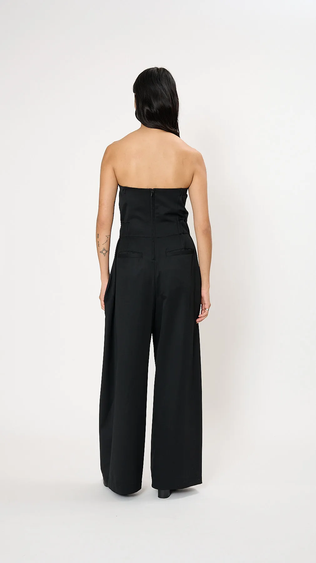 Wool Gabardine Jumpsuit in Black
