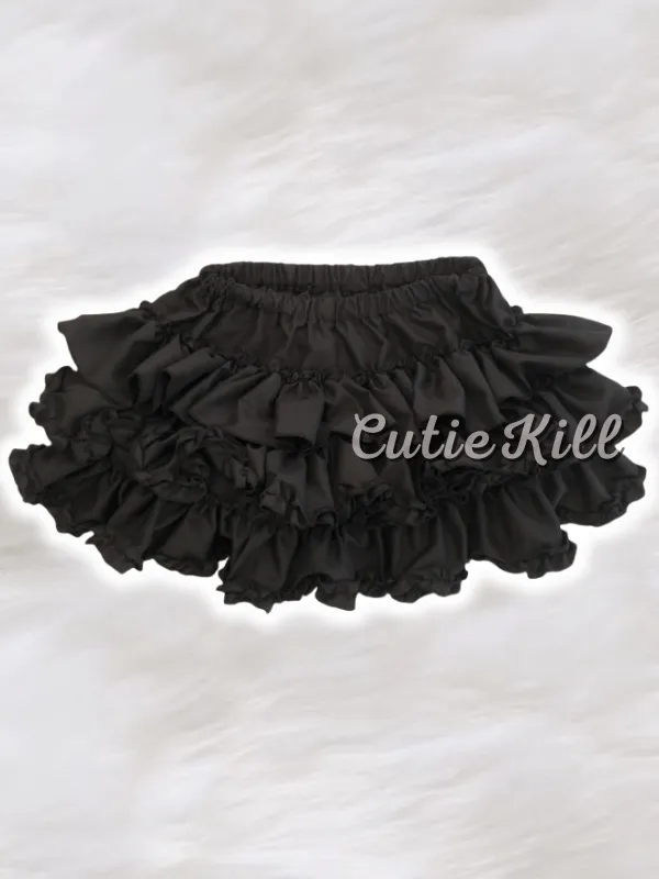 Y2k furry skeleton hand gothic belt layered bloomer skirt