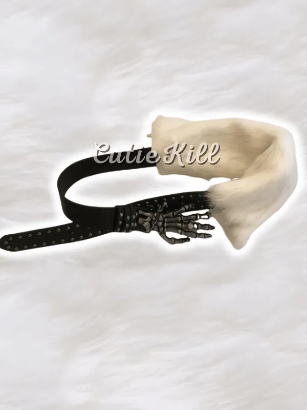 Y2k furry skeleton hand gothic belt layered bloomer skirt
