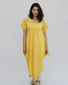 Yellow Pearl Draped Fusion Kurta